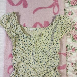Vanilla Star Blue and Green Floral Blouse